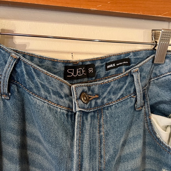 Suede Distressed Charlie Mid Rise Relaxed - Picture 3 of 3